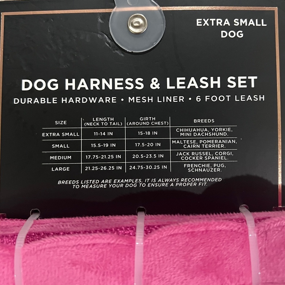 NWT Juicy Couture Velour Dog Harness And Leash Set Hot Pink Rhinestone, Size XS - Picture 4 of 7